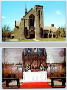 2 Postcards GROSSE POINTE, Michigan MI ~Interior CHRIST EPISCOPAL CHURCH