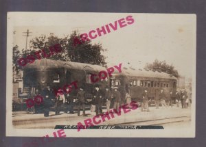 Kearney NEBRASKA RPPC 1909 MCKEEN MOTOR CAR Railroad Engine DEPOT Train Station