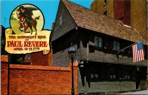 Vtg 1970s Home Of Paul Revere Massachusetts MA Chrome Postcard