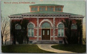 FREMONT, Ohio Postcard BIRCHARD Library Building Front View / 1921 OH Cancel 