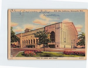 Postcard New Auditorium City Of Lakes And Parks Minneapolis Minnesota USA