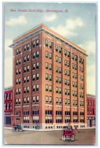 c1910 New Peoples Bank Building Bloomington Illinois IL Unposted Postcard