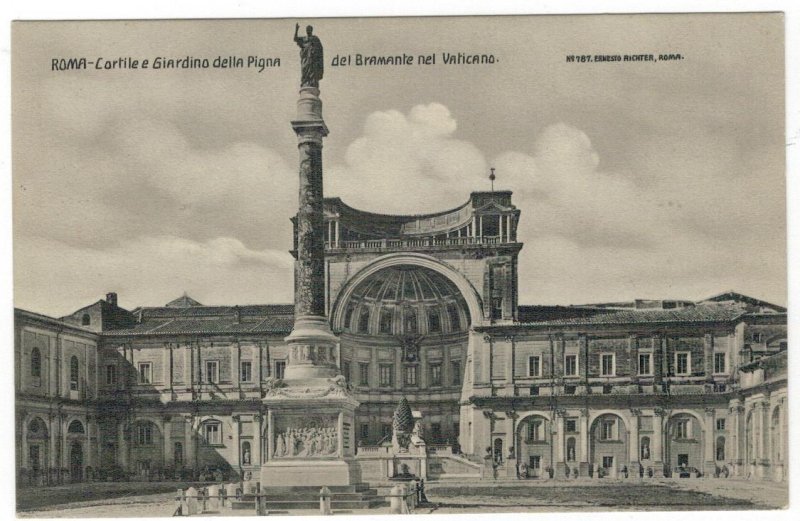 Postcard Vatican City 1910 Cortile del Belvedere Courtyard Cortile della Pigna