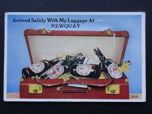 Cornwall NEWQUAY Novelty Pull-Out Multiview SUITCASE FULL OF BEER c1961 Postcard