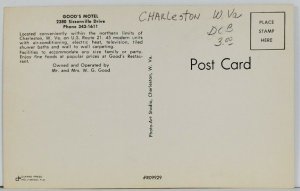 WV Charleston GOOD'S MOTEL Postcard Q13