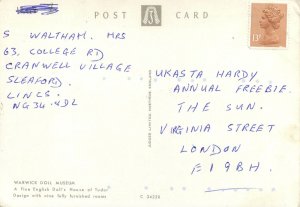 Postcard United Kingdom Great Britain warwaick doll museum tudor design house