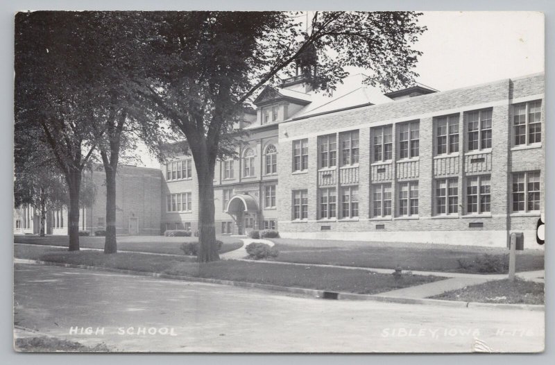 Sibley Iowa~New/Old Sibley High School~Cupola On Roof Top~Covered Door~1970 RPPC 