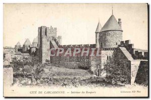 Postcard Old Cite Carcassonne Interior Remparts