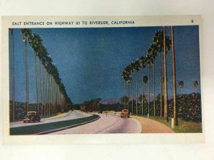 Highway 60 East Entrance to Riverside CA California Classic Cars Postcard