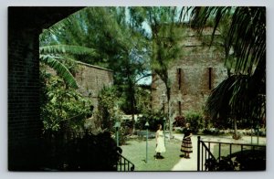 Tropical Gardens Civil War Citadel & Fort Key West Florida VINTAGE Postcard 0817