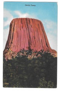 WY Black Hills Devils Tower Wyoming Vtg Rushmore Linen Postcard