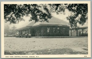 ONEIDA NY RAILROAD STATION RAILWAY TRAIN DEPOT ANTIQUE POSTCARD