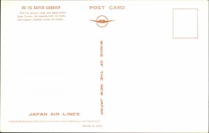 Japan Air Lines Airlines DC-7C Super Courier Jet Airliner Vintage Postcard