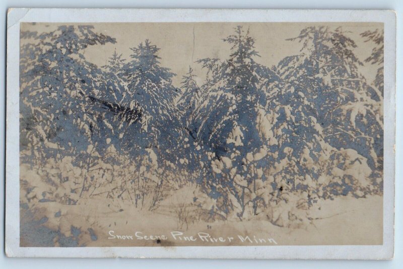 Pine River Minnesota MN Postcard RPPC Photo Snow Scene Pine Trees 1909 Antique