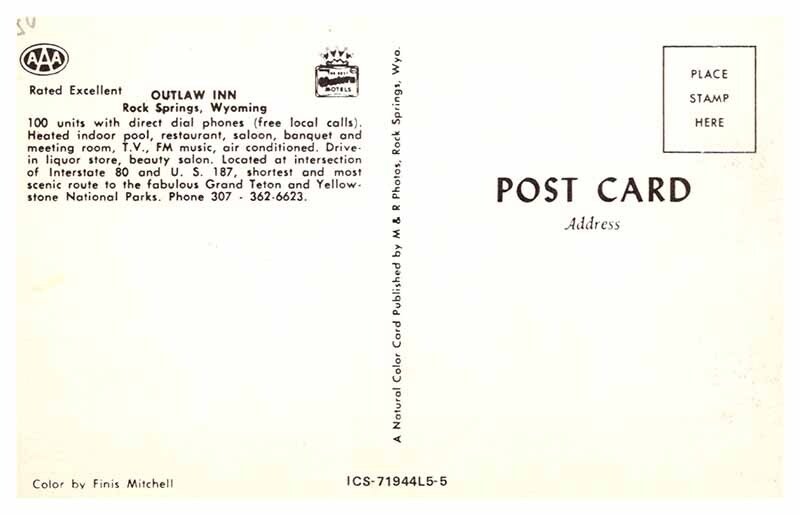Postcard RESTAURANT SCENE Rock Springs Wyoming WY AT6188