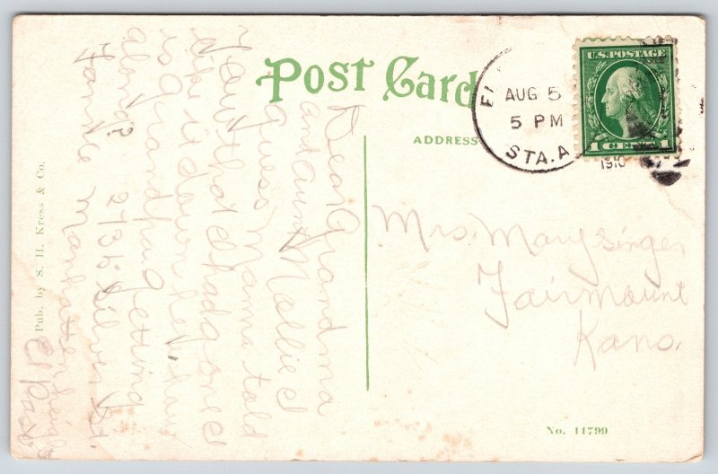 El Paso Texas~First Methodist Church~Tower~Stone Structure~1910 Postcard