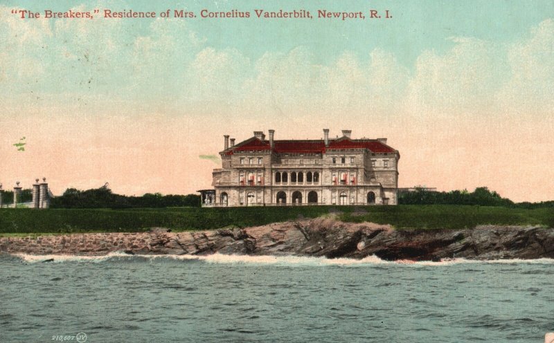 Vintage Postcard 1911 Breakers Residence Of Mrs. Cornelius Vanderbilt Newport RI