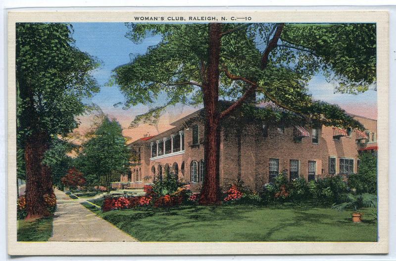 Woman's Club Raleigh North Carolina linen postcard