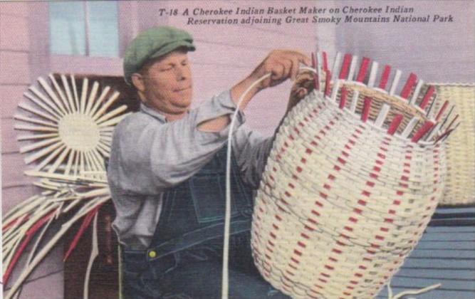 Tennessee Chrokee Indian Basket MakerCherokee Indian Reservation Great Smoky ...