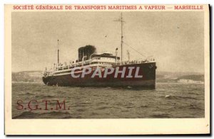 Old Postcard Boat Company for Maritime Transport steam Marseille SGTM