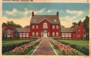 Vintage Postcard Governor's Mansion Annapolis Maryland  MD Geo J. Davis Pub.