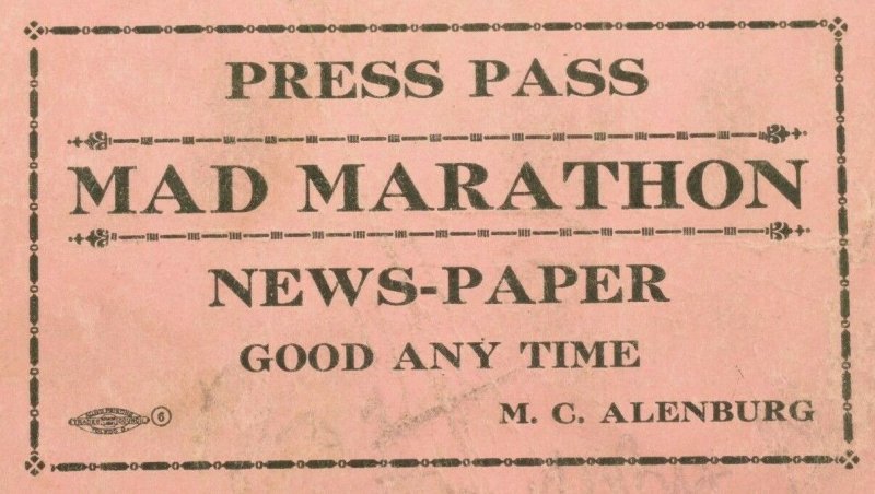 1930 World's Mad Marathon Martin's Dance Pavillion Ticket Press Pass P1 