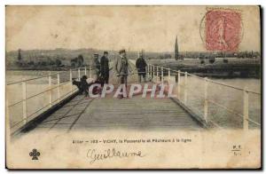 Old Postcard Fishing Fisherman Vichy La Passerelle and fishermen to the line
