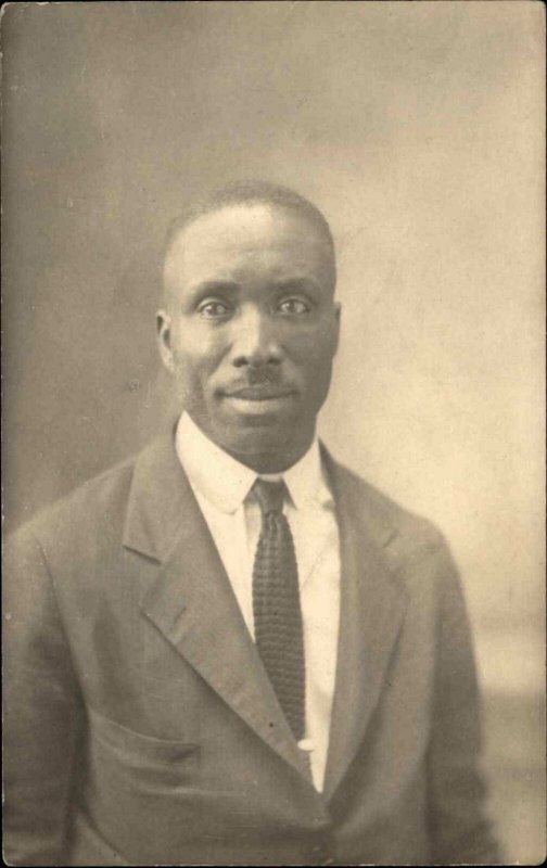 Black Americana - Man in Studio Jacket & Tie c1920 Real Photo Postcard