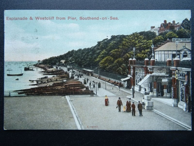 Essex SOUTHEND ON SEA Esplanade & Westcliff from Pier c1907 Postcard