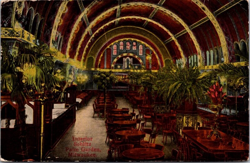 Postcard Interior Schlitz Palm Garden in Milwaukee, Wisconsin