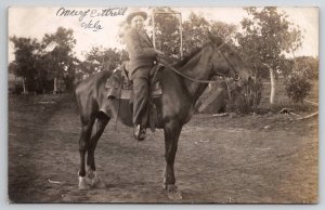 Greenwood OK Oklahoma RPPC Young Boy On Pony Cottrell Family 1912 Postcard S26