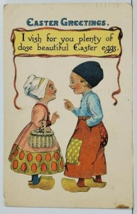 Easter Greetings Bernhardt Wall Dutch Children c1920 Postcard N1