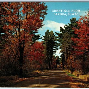 c1970s Avoca, IA Greetings From Autumn Nature Chrome Photo Thomas Lake PC A232