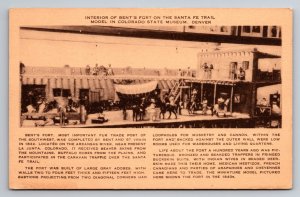 Interior Of Bent's Fort Model Denver Colorado Museum Vintage Unposted Postcard