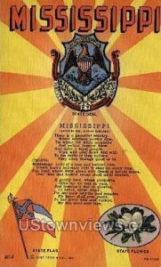 State Seal State Flag and State Flower - Misc, Mississippi MS Postcard