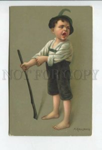 431857 KAULBACH Beggar Boy fighter Vintage postcard NOVITAS #10680