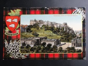 Scotland ROBERTSON TARTAN & ARMS Edinburgh Castle c1911 by Valentine