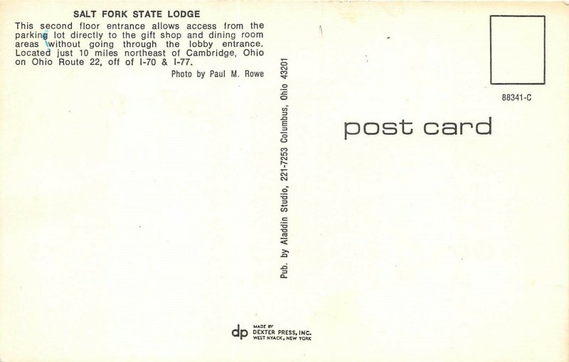 Cambridge Ohio 1960s Postcard Salt Fork State Lodge