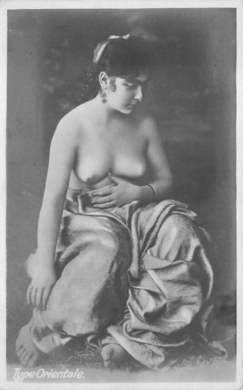 RPPC TYPE ORIENTALE WOMAN NUDITY CAIRO EGYPT REAL PHOTO POSTCARD (c. 1920s)