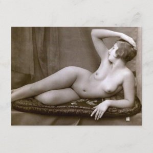 French Reclining Nude Erotic Vintage Inspired Postcard