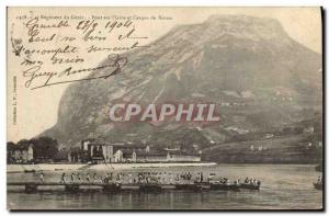 Old Postcard Army 4th Regiment Genie Bridge on & # 39Isere and helmet Neron