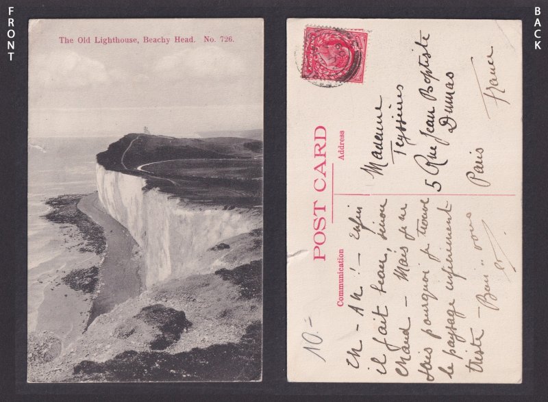 Vintage Postcard England Beachy Head Old Lighthouse 1909