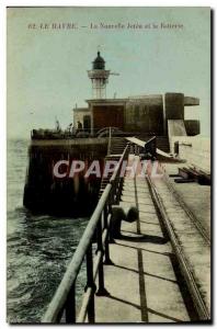 Old Postcard Lighthouse Le Havre The new jetty and battery
