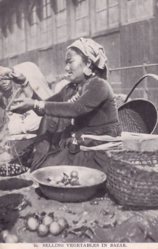 Indian Markets Selling Vegetables Photo Bazar Antique Postcard