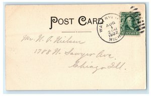 1907 View Of Moonlight On Paw Paw Lake Michigan MI Antique Postcard 