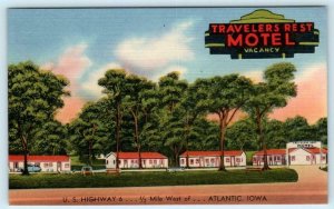 ATLANTIC, Iowa IA ~ Roadside TRAVELERS REST MOTEL c1940s  Cass County Postcard