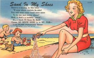 Pretty Woman Artist impression Sand in my shoes Beach scene 1940s Tichnor Comic