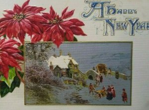 Vintage New Years Postcard John Winsch Silver Inset West McHenry Illinois 1912