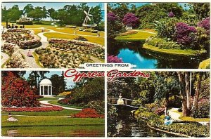 Cypress Gardens, Florida, Vintage 1983 Chrome Multiview Postcard, 4 Views