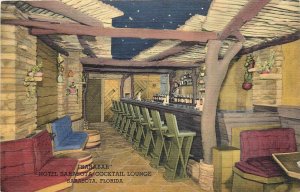 Postcard 1940s Florida Sarasota Sarabar Hotel Cocktail lounge interior FL24-1797